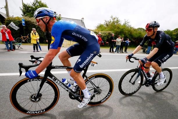 Tim Declercq of Belgium and Team Deceuninck - Quick-Step & Dylan Van Baarle of The Netherlands and Team INEOS Grenadiers during the 108th Tour de...