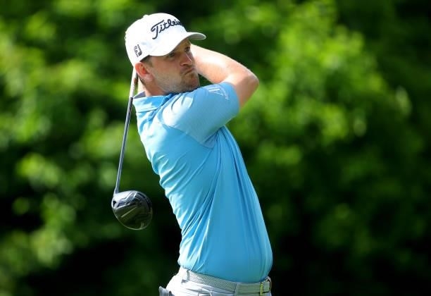 Bernd Wiesberger of Austria on the 15th tee during the final round of The BMW International Open at Golfclub Munchen Eichenried on June 27, 2021 in...
