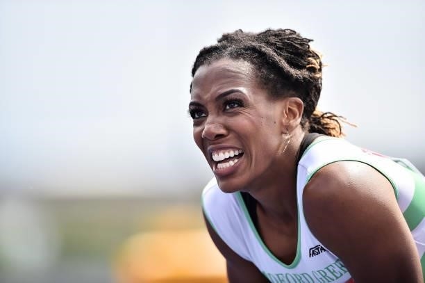 Tiffany Porter of Woodford Green pictured after winning the Womens 100m Hurdles Final during Day Three of the Muller British Athletics Championships...