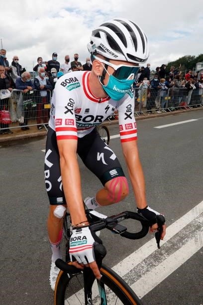 Patrick Konrad of Austria and Team BORA - Hansgrohe at start during the 108th Tour de France 2021, Stage 2 a 183,5km stage from Perros-Guirec to...
