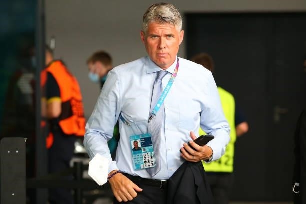 Roberto Rosetti, UEFA Chief Refereeing Officer looks on as he arrives at the stadium prior to the UEFA Euro 2020 Championship Round of 16 match...