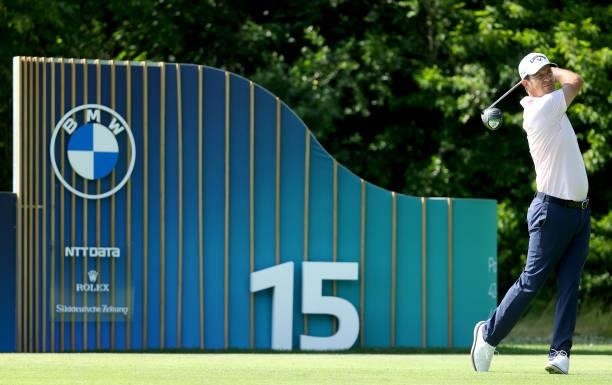 Jorge Campillo of Spain on the 15th tee during the final round of The BMW International Open at Golfclub Munchen Eichenried on June 27, 2021 in...
