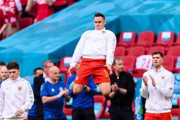 Connor Roberts of Wales getting into the field during the UEFA Euro 2020 Championship Round of 16 match between Wales and Denmark at Johan Cruijff...
