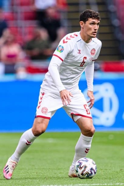 Andreas Christensen of Denmark in action during the UEFA Euro 2020 Championship Round of 16 match between Wales and Denmark at Johan Cruijff Arena on...