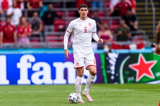 Andreas Christensen of Denmark in action during the UEFA Euro 2020 Championship Round of 16 match between Wales and Denmark at Johan Cruijff Arena on...
