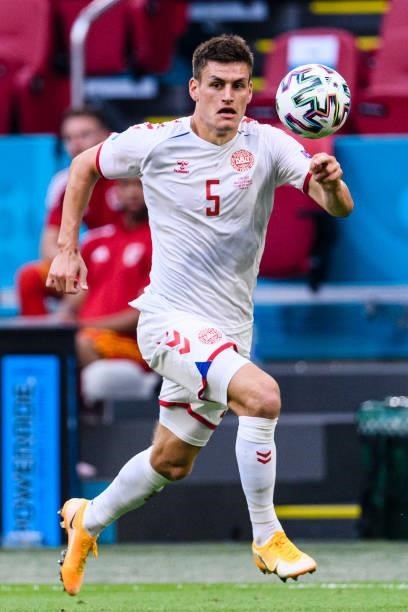 Joakim Maehle of Denmark in action during the UEFA Euro 2020 Championship Round of 16 match between Wales and Denmark at Johan Cruijff Arena on June...