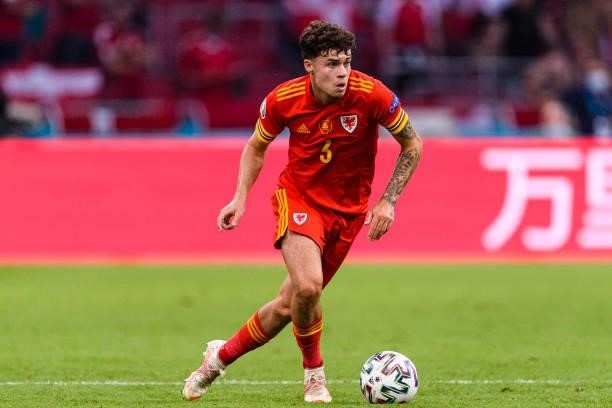 Neco Williams of Wales in action during the UEFA Euro 2020 Championship Round of 16 match between Wales and Denmark at Johan Cruijff Arena on June...