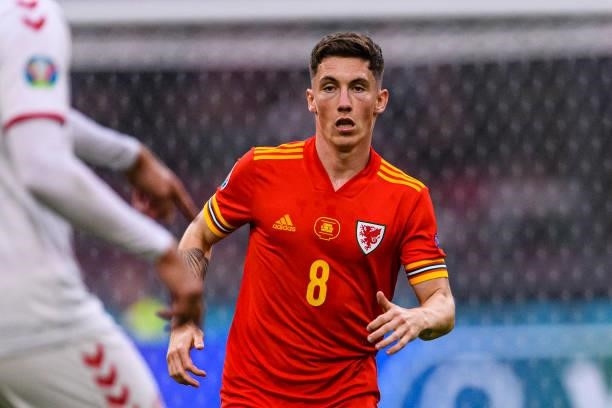 Harry Wilson of Wales runs in the field during the UEFA Euro 2020 Championship Round of 16 match between Wales and Denmark at Johan Cruijff Arena on...