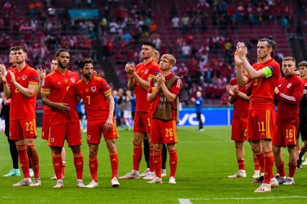 Wales players were crushed after been defeated by Denmark during the UEFA Euro 2020 Championship Round of 16 match between Wales and Denmark at Johan...