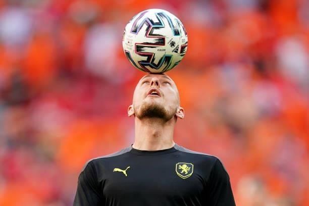 Vladimir Coufal of Czech Republic warms up prior to the UEFA Euro 2020 Championship Round of 16 match between Netherlands and Czech Republic at...