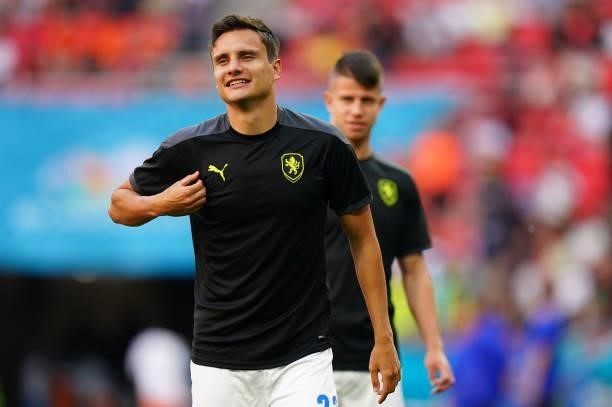 Ales Mateju of Czech Republic looks on during the warm up prior to the UEFA Euro 2020 Championship Round of 16 match between Netherlands and Czech...