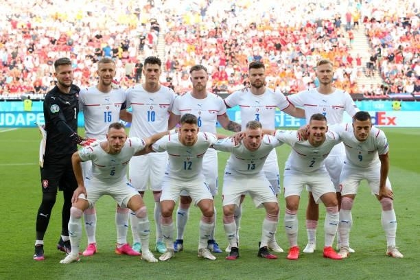 Players of Czech Republic pose for a team photograph prior to the UEFA Euro 2020 Championship Round of 16 match between Netherlands and Czech...