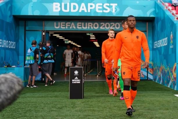 Georginio Wijnaldum of Netherlands leads his side out prior to the UEFA Euro 2020 Championship Round of 16 match between Netherlands and Czech...