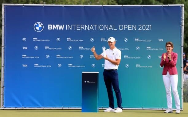 Leading armature Matthias Schmid of Germany at the presentation ceremony after the final round of The BMW International Open at Golfclub Munchen...