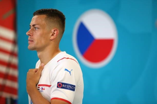 Tomas Holes of Czech Republic looks on as he makes his way towards the pitch prior to the UEFA Euro 2020 Championship Round of 16 match between...