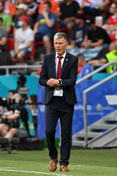 Jaroslav Silhavy, Head Coach of Czech Republic looks on during the UEFA Euro 2020 Championship Round of 16 match between Netherlands and Czech...