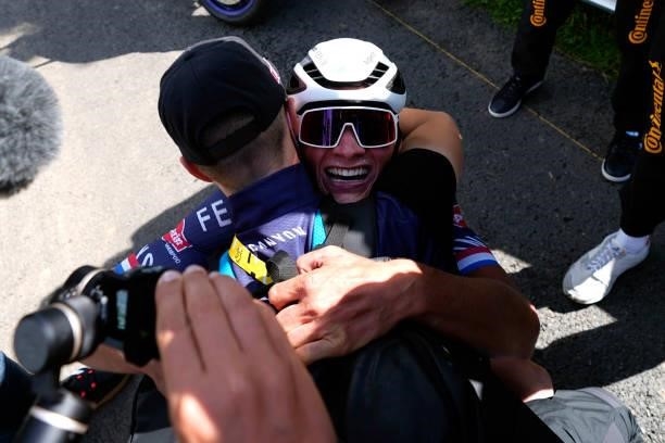 Mathieu Van Der Poel of The Netherlands and Team Alpecin-Fenix stage winner celebrates at arrival during the 108th Tour de France 2021, Stage 2 a...