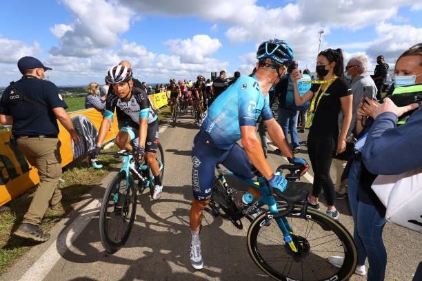 Esteban Chaves of Colombia and Team BikeExchange at arrival during the 108th Tour de France 2021, Stage 2 a 183,5km stage from Perros-Guirec to...