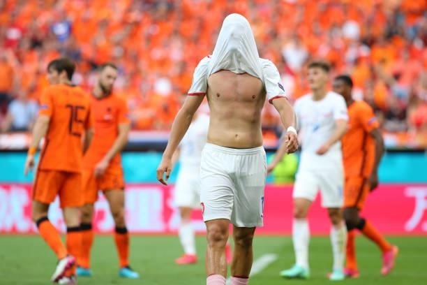 Antonin Barak of Czech Republic reacts after missing a chance during the UEFA Euro 2020 Championship Round of 16 match between Netherlands and Czech...