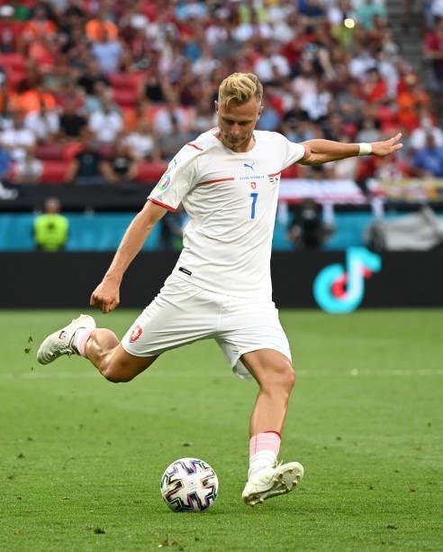Antonin Barak of Czech Republic passes the ball during the UEFA Euro 2020 Championship Round of 16 match between Netherlands and Czech Republic at...