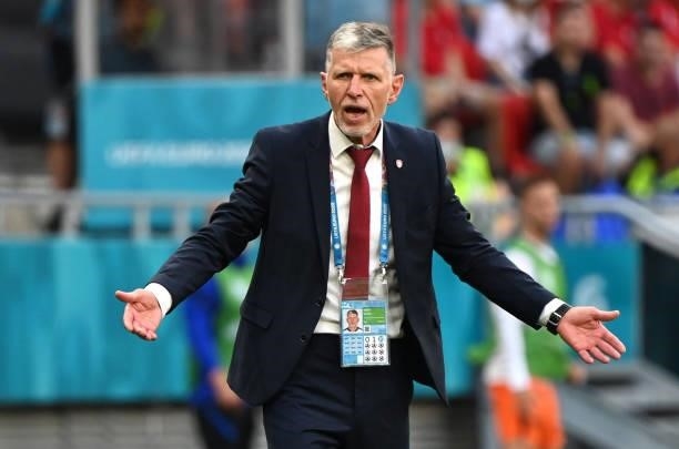Jaroslav Silhavy, Head Coach of Czech Republic reacts during the UEFA Euro 2020 Championship Round of 16 match between Netherlands and Czech Republic...