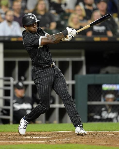 Tim Anderson of the Chicago White Sox bats against the Seattle Mariners on June 25, 2021 at Guaranteed Rate Field in Chicago, Illinois. The White Sox...