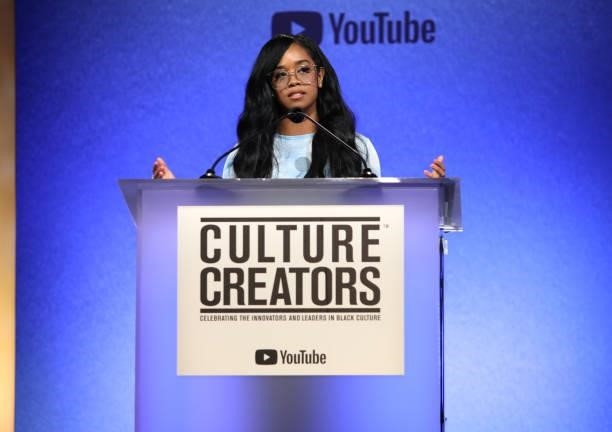 Speaks onstage during the Culture Creators Innovators & Leaders Awards at The Beverly Hilton on June 26, 2021 in Beverly Hills, California.