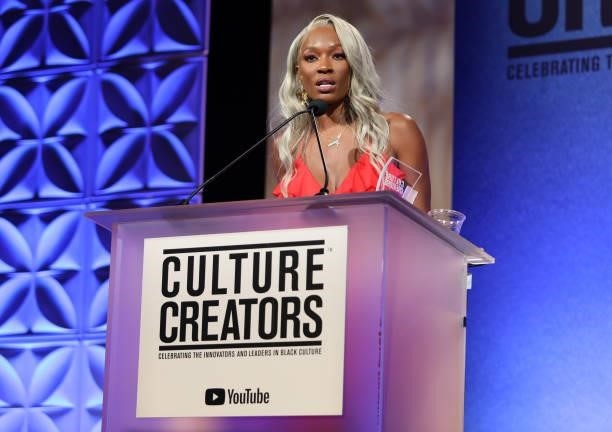 Cari Champion speaks onstage after receiving the Culture Creators Media Award during the Culture Creators Innovators & Leaders Awards at The Beverly...