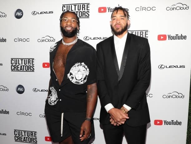 Players Andre Drummond and JaVale McGee attend the Culture Creators Innovators & Leaders Awards at The Beverly Hilton on June 26, 2021 in Beverly...