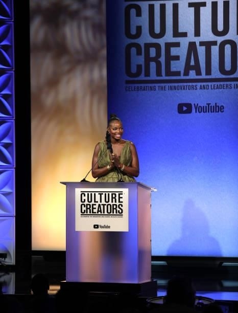 Tai Beauchamp speaks onstage at the Culture Creators Innovators & Leaders Awards at The Beverly Hilton on June 26, 2021 in Beverly Hills, California.