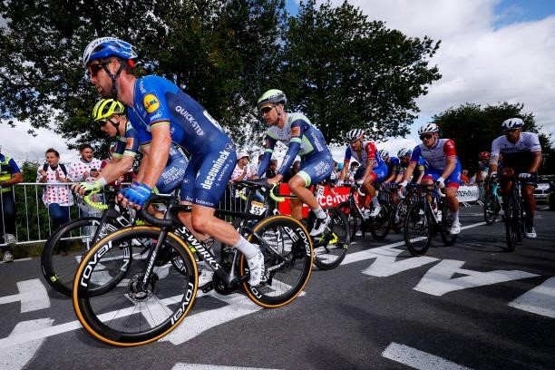 Mark Cavendish of The United Kingdom and Team Deceuninck - Quick-Step & Jonas Koch of Germany and Team Intermarché - Wanty - Gobert Matériaux during...