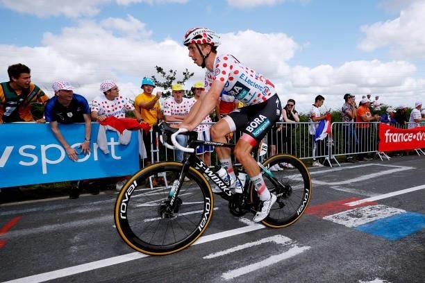 Ide Schelling of The Netherlands and Team BORA - Hansgrohe Polka Dot Mountain Jersey during the 108th Tour de France 2021, Stage 2 a 183,5km stage...