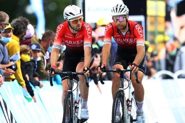 Daniel Mclay of The United Kingdom & Clément Russo of France and Team Arkéa Samsic at arrival during the 108th Tour de France 2021, Stage 2 a 183,5km...