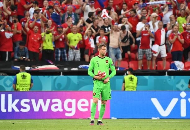 Maarten Stekelenburg of Netherlands looks dejected after the UEFA Euro 2020 Championship Round of 16 match between Netherlands and Czech Republic at...
