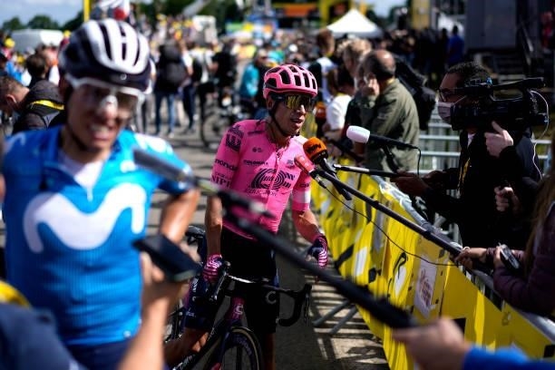 Rigoberto Urán of Colombia and Team EF Education - Nippo at arrival during the 108th Tour de France 2021, Stage 2 a 183,5km stage from Perros-Guirec...