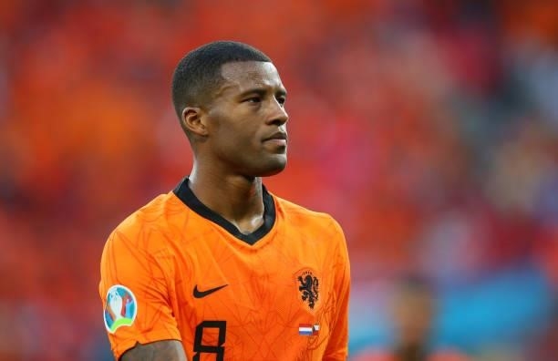 Georginio Wijnaldum of Netherlands looks dejected following defeat in the UEFA Euro 2020 Championship Round of 16 match between Netherlands and Czech...