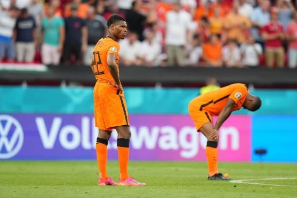 Denzel Dumfries of Netherlands looks dejected following defeat in the UEFA Euro 2020 Championship Round of 16 match between Netherlands and Czech...