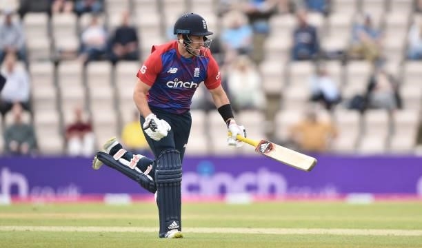 Liam Livingstone of England runs between the wickets while batting during the T20 International Series Third T20I match between England and Sri Lanka...