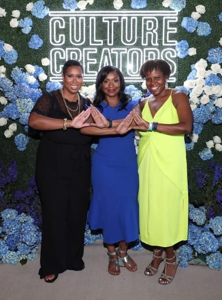 Stefanie Brown James, Joi Brown and Sonya Lockett attend the Culture Creators Innovators & Leaders Awards at The Beverly Hilton on June 26, 2021 in...
