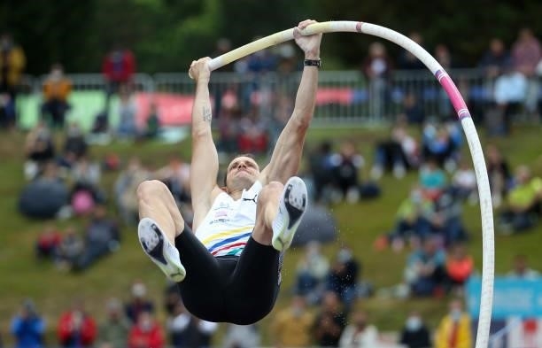 Renaud Lavillenie during day 3 of the 2021 French Athletics Championships at Stade Josette et Roger Mikulak on June 27, 2021 in Angers, France.