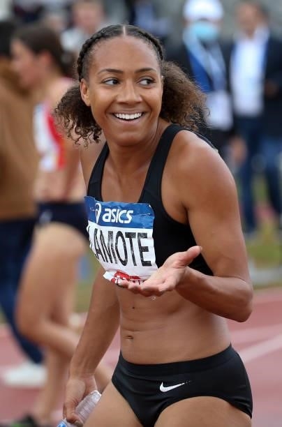 Renelle Lamote wins the 800m final during day 3 of the 2021 French Athletics Championships at Stade Josette et Roger Mikulak on June 27, 2021 in...