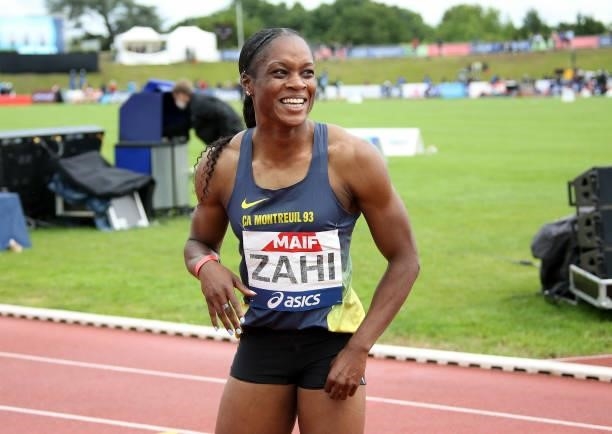 Carolle Zahi wins the 200m final during day 3 of the 2021 French Athletics Championships at Stade Josette et Roger Mikulak on June 27, 2021 in...