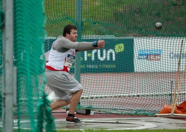 Hugo Tavernier wins the Hammer Throw final during day 3 of the 2021 French Athletics Championships at Stade Josette et Roger Mikulak on June 27, 2021...