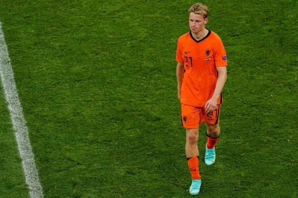 Frenkie de Jong of the Netherlands looks disappointed after the UEFA Euro 2020: Round of 16 match between Netherlands and Czech Republic at Puskas...