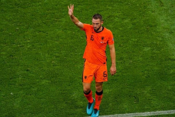 Stefan de Vrij of the Netherlands during the UEFA Euro 2020: Round of 16 match between Netherlands and Czech Republic at Puskas Arena on June 27,...