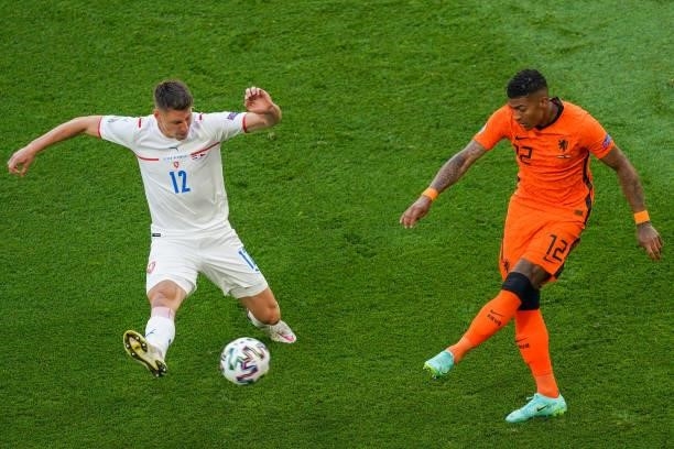 Lukas Masopust of Czech Republic and Patrick van Aanholt of the Netherlands during the UEFA Euro 2020: Round of 16 match between Netherlands and...