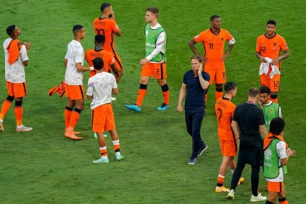 Coach Frank de Boer of the Netherlands disappointed during the UEFA Euro 2020: Round of 16 match between Netherlands and Czech Republic at Puskas...