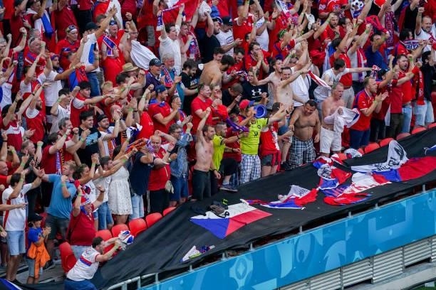 Supporters of Czech Republic celebrating their sides second goal during the UEFA Euro 2020: Round of 16 match between Netherlands and Czech Republic...