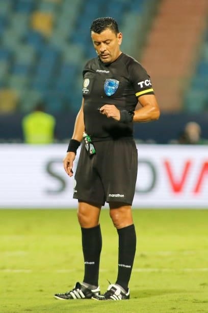 Referee Roberto Tobar looks on during a group B match between Brazil and Ecuador as part of Copa America Brazil 2021 at Estadio Olimpico on June 27,...