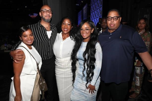 Swizz Beatz, Jeanine McLean, H.E.R. And Jeff Robinson attend the Culture Creators Innovators & Leaders Awards at The Beverly Hilton on June 26, 2021...